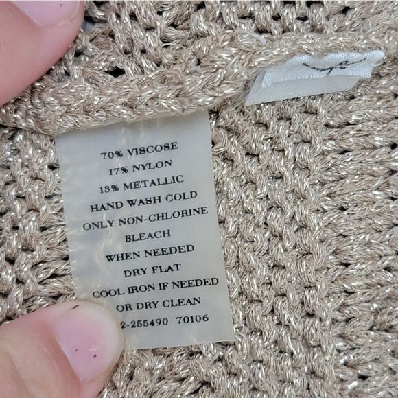 Ann Taylor Gold Thread Cable Knit Cardigan Sweater Shimmery Elegant Size S - Picture 7 of 8